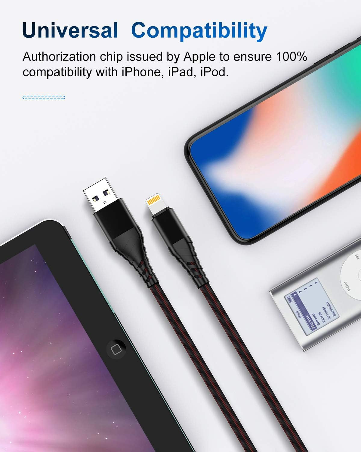 3Pack 3Ft Iphone Charger, [ Apple Mfi Certified ] 3 Foot Iphone Charging Cable, Nylon Braided 3 Feet Lightning Charger Cord for Apple Iphone 14 Pro Max/13/12 Mini/11/X/Xs/Xr/Xs Max/8/7/6/5S Wire
