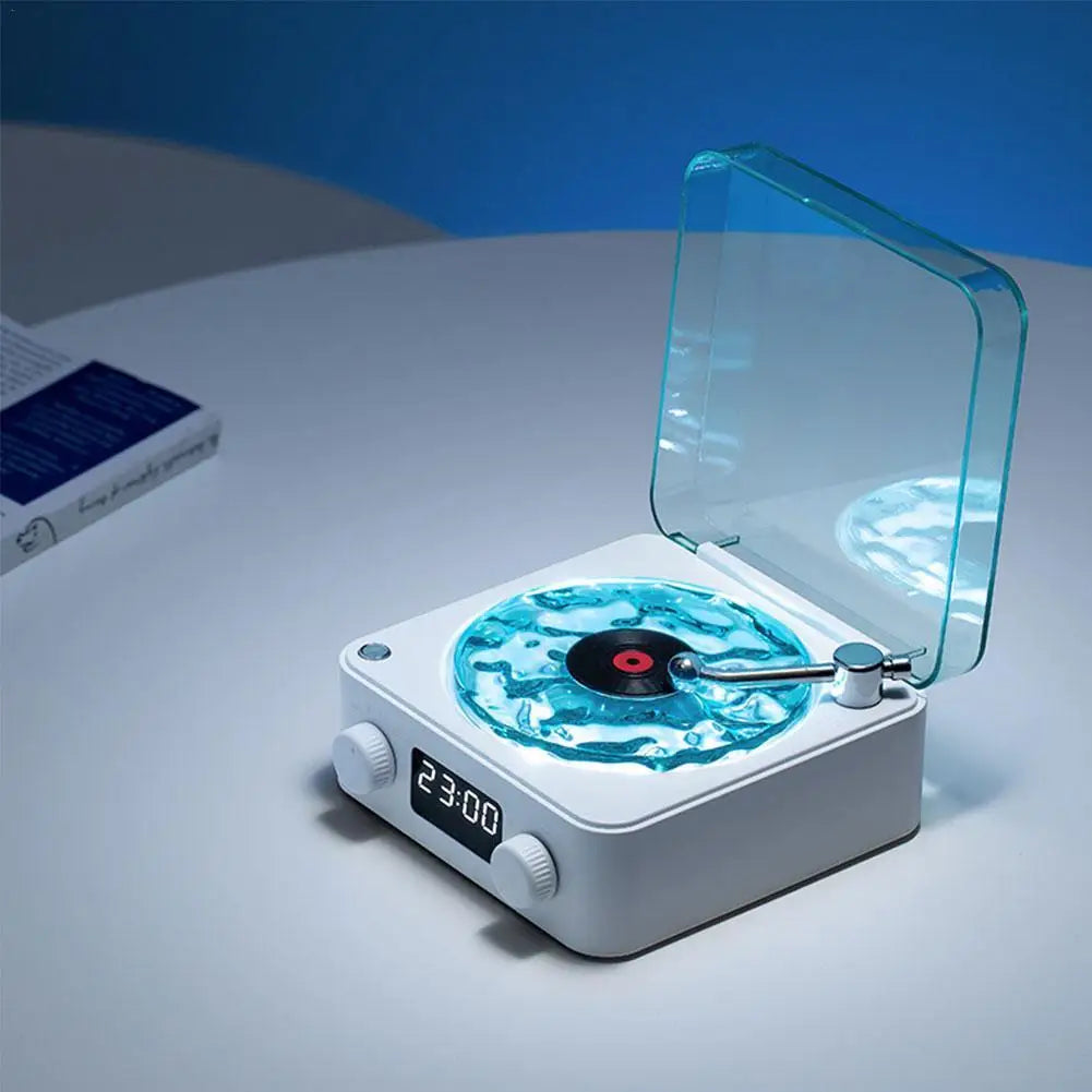 Vinyl Player Bluetooth Speaker with White Noise Retro Turntable Speaker Sleep Aid Vitrola Shaped Speaker with RGB Light