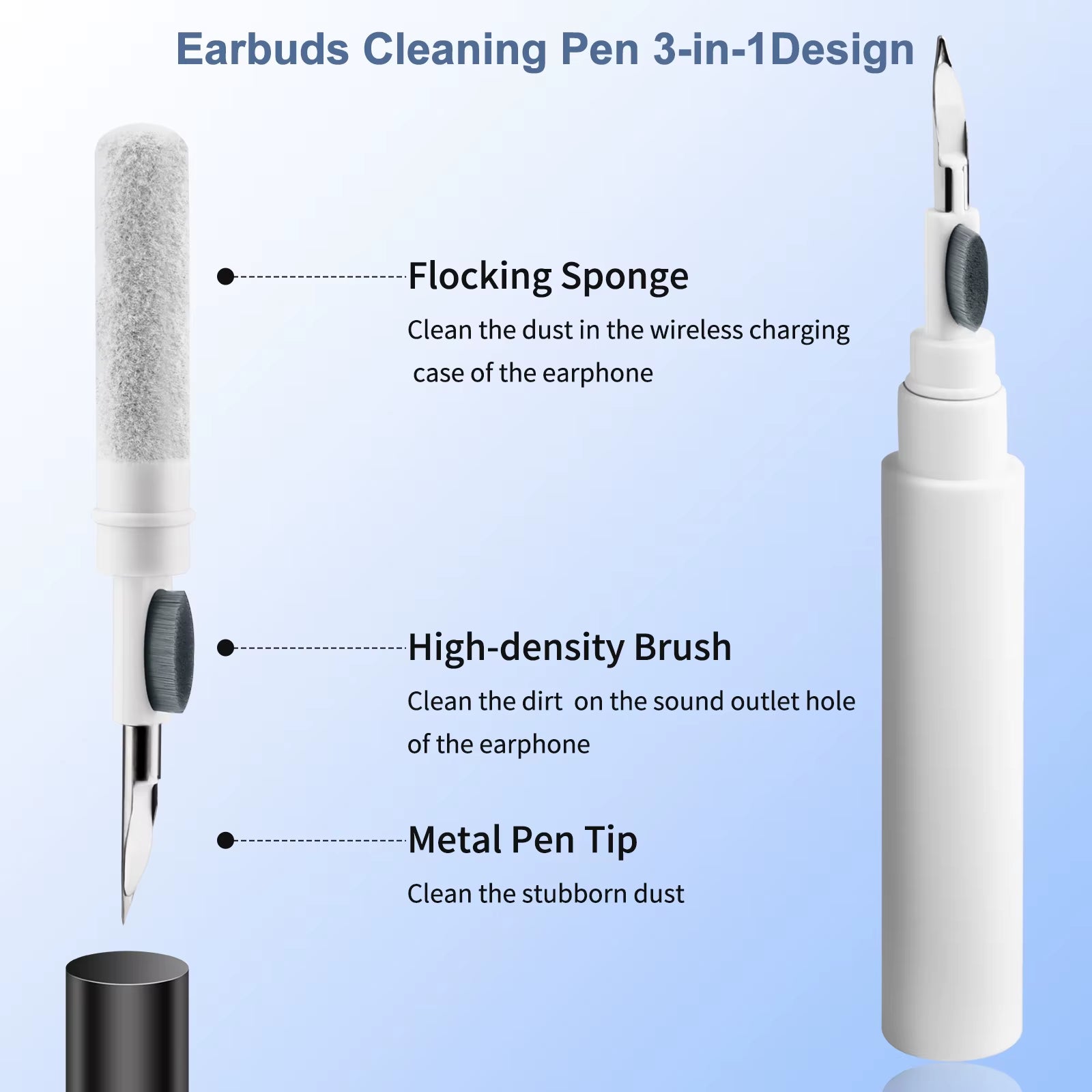 3 in 1 Bluetooth Earphones Cleaning Pen Tool for Airpods Pro 3 2 1 Earbuds Case Cleaner Kit Brush Pen for Xiaomi Iphone Earbuds